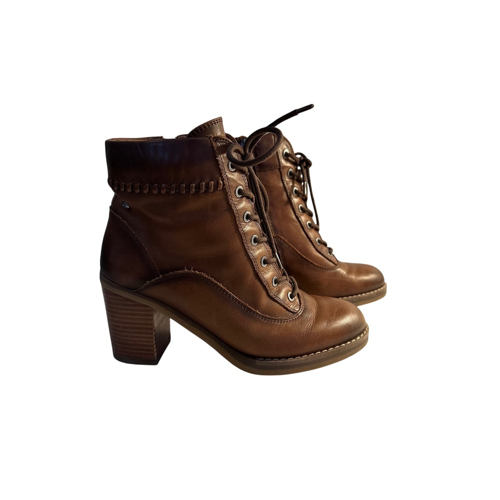 Pikolinos Pompeya Lace Up Ankle Boots Size‎ 37 US 6.5-7 Brown Heeled Zip Closure